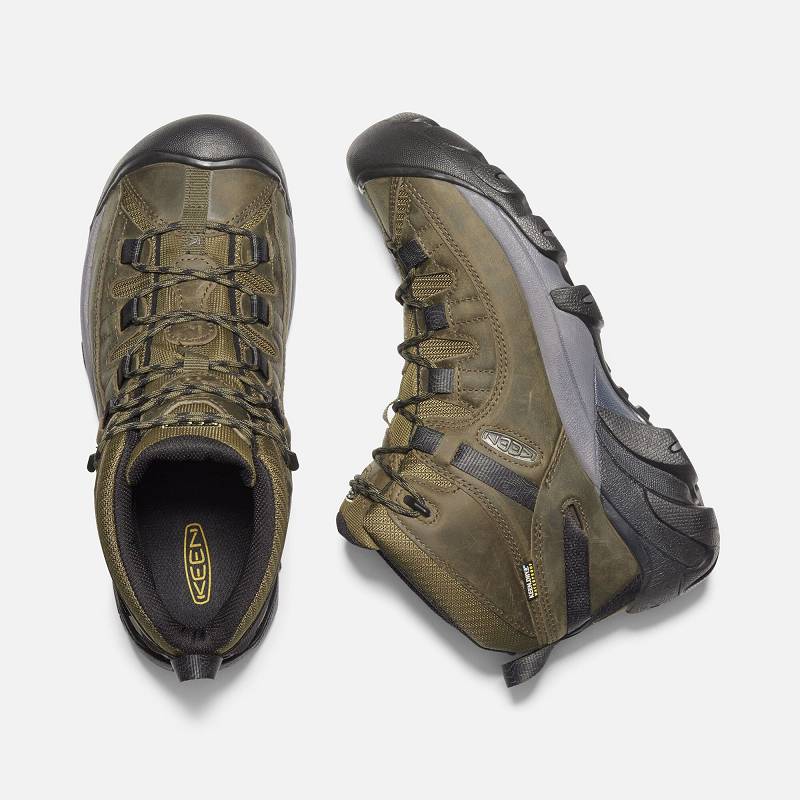 Keen Targhee II Mid Waterproof Wanderstiefel Herren DE-15493 Dark Olive/Black - Keen Herrenschuhe Ol